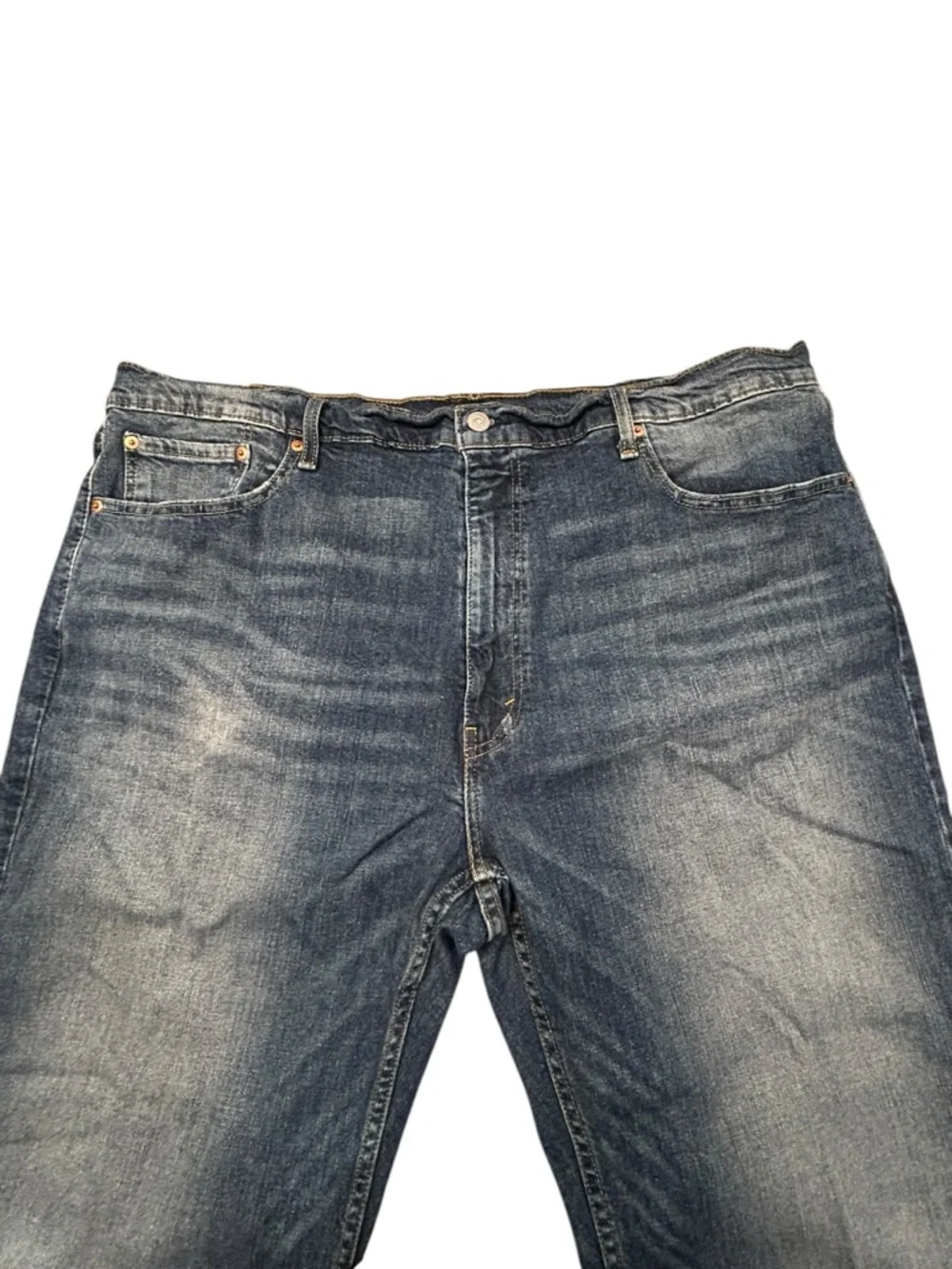 Levi's 559 Men's Whiskered Stretch Blue Straight Relaxed‎ Jeans 44x32 Distressed